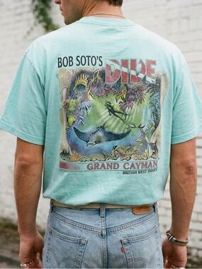 Vintage 1989 Bob Soto’s Diving Grand Cayman Shirt XL Single Stitch Pocket Tee US
